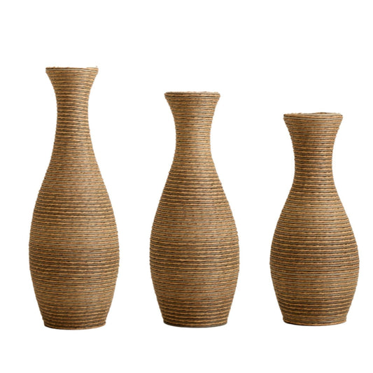 3 Piece Artificial Rattan Floor Vase Set Decorative Accent