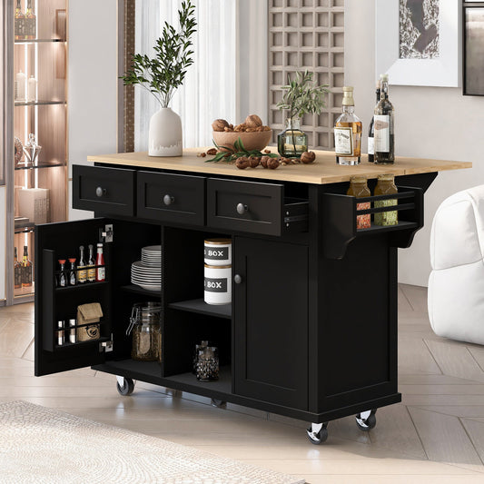 kitchen trolly with drop leaf counter top/storage racks on wheels