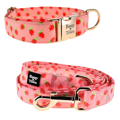 Boop Town Matching Dog Collar and Leash Set - Soft Cotton & Heavy Duty Nylon Core
