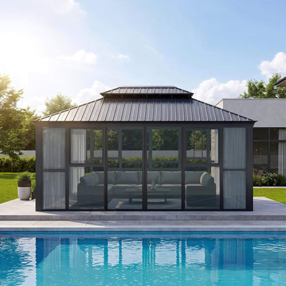 [12X16FT] Vue Extra-Large Luxury Panoramic Solarium With Windows And Sliding Doors