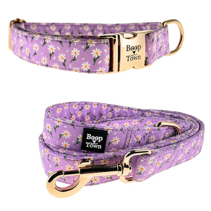 Boop Town Matching Dog Collar and Leash Set - Soft Cotton & Heavy Duty Nylon Core