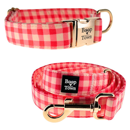 Boop Town Matching Dog Collar and Leash Set - Soft Cotton & Heavy Duty Nylon Core