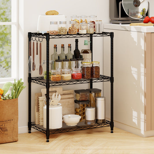 3-Tier Metal Storage Shelving Unit with V-Shaped Wire Rack