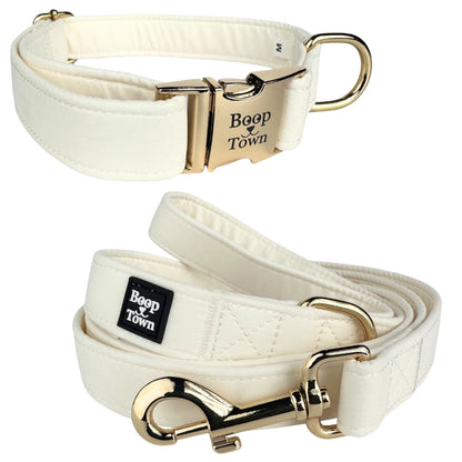 Boop Town Matching Dog Collar and Leash Set - Soft Cotton & Heavy Duty Nylon Core