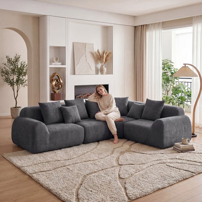 Oversized Cloud Velvet Curved Sectional Couch