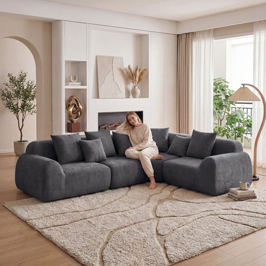 Oversized Cloud Velvet Curved Sectional Couch