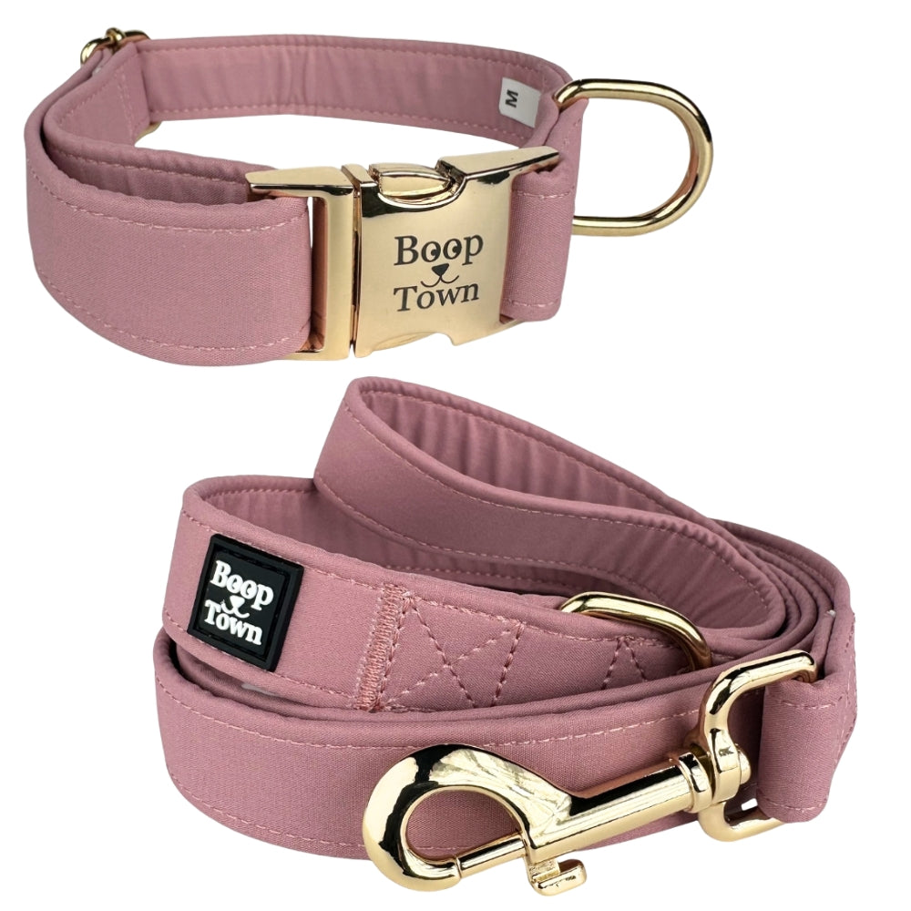 Boop Town Matching Dog Collar and Leash Set - Soft Cotton & Heavy Duty Nylon Core