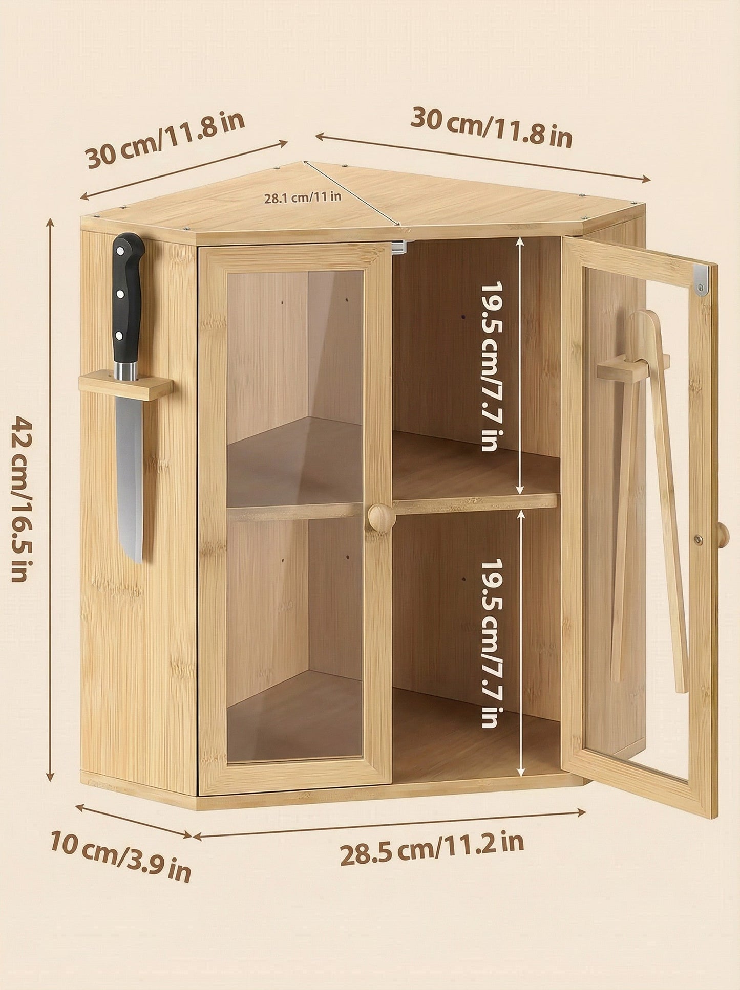 Bamboo Bread Box with Clear Doors – 2-Tier Kitchen counter organizer