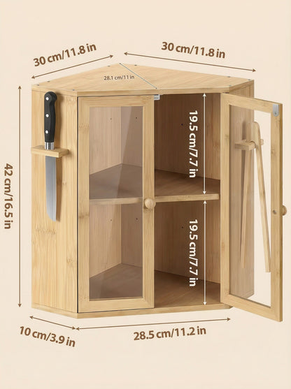 Bamboo Bread Box with Clear Doors – 2-Tier Kitchen counter organizer