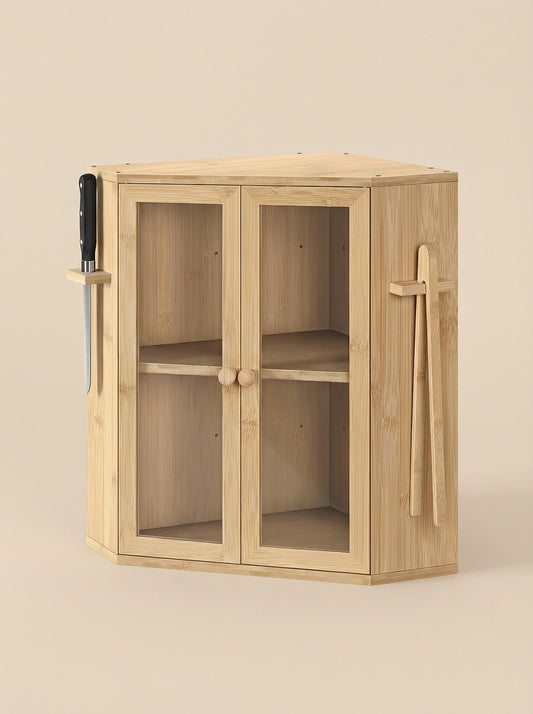 Bamboo Bread Box with Clear Doors – 2-Tier Kitchen counter organizer