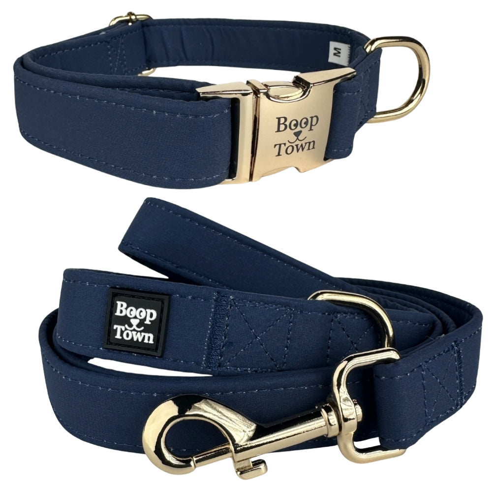 Boop Town Matching Dog Collar and Leash Set - Soft Cotton & Heavy Duty Nylon Core