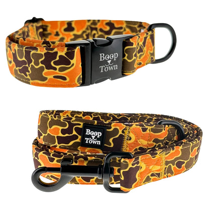 Boop Town Matching Dog Collar and Leash Set - Soft Cotton & Heavy Duty Nylon Core