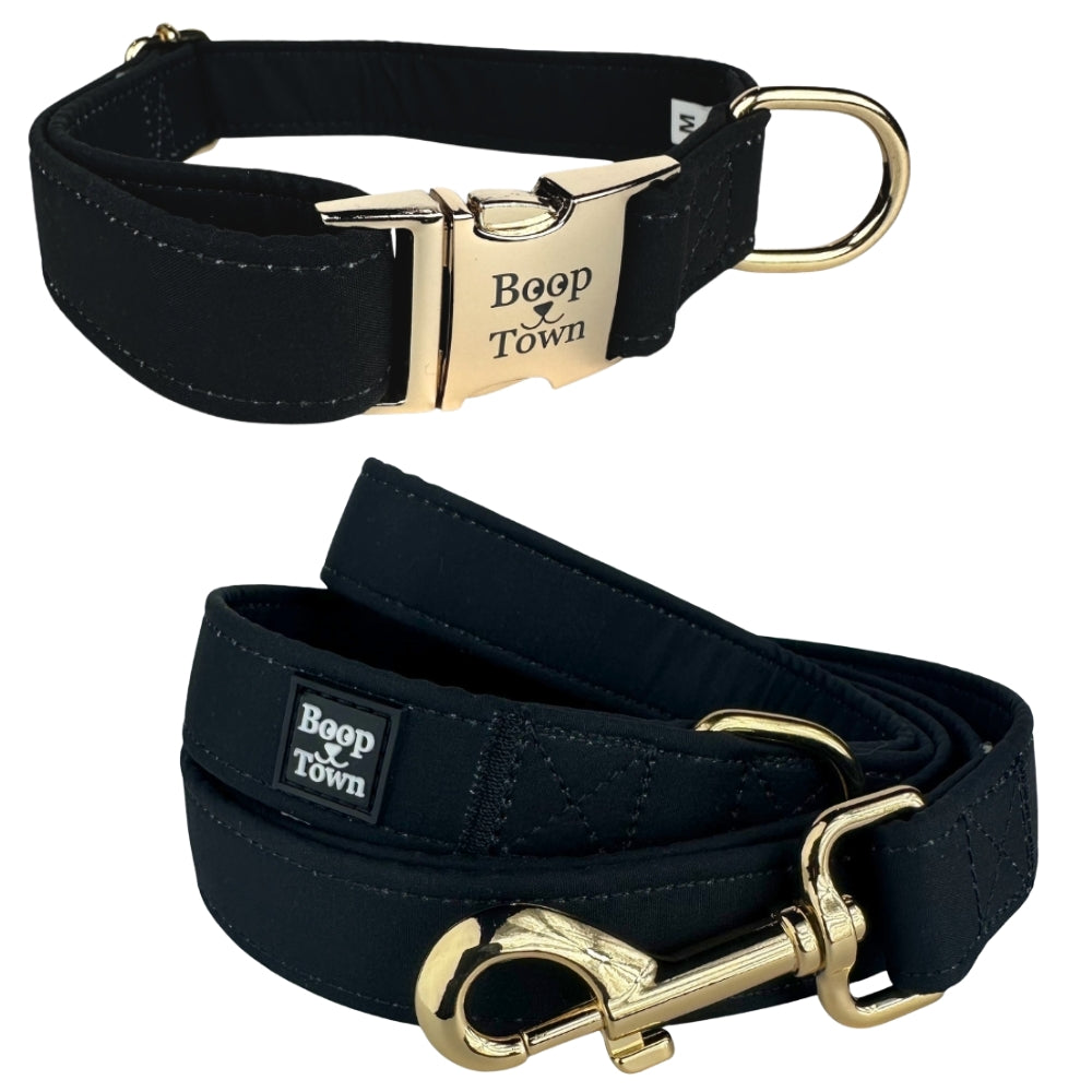 Boop Town Matching Dog Collar and Leash Set - Soft Cotton & Heavy Duty Nylon Core