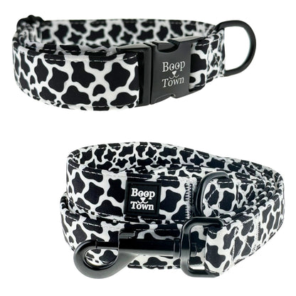 Boop Town Matching Dog Collar and Leash Set - Soft Cotton & Heavy Duty Nylon Core