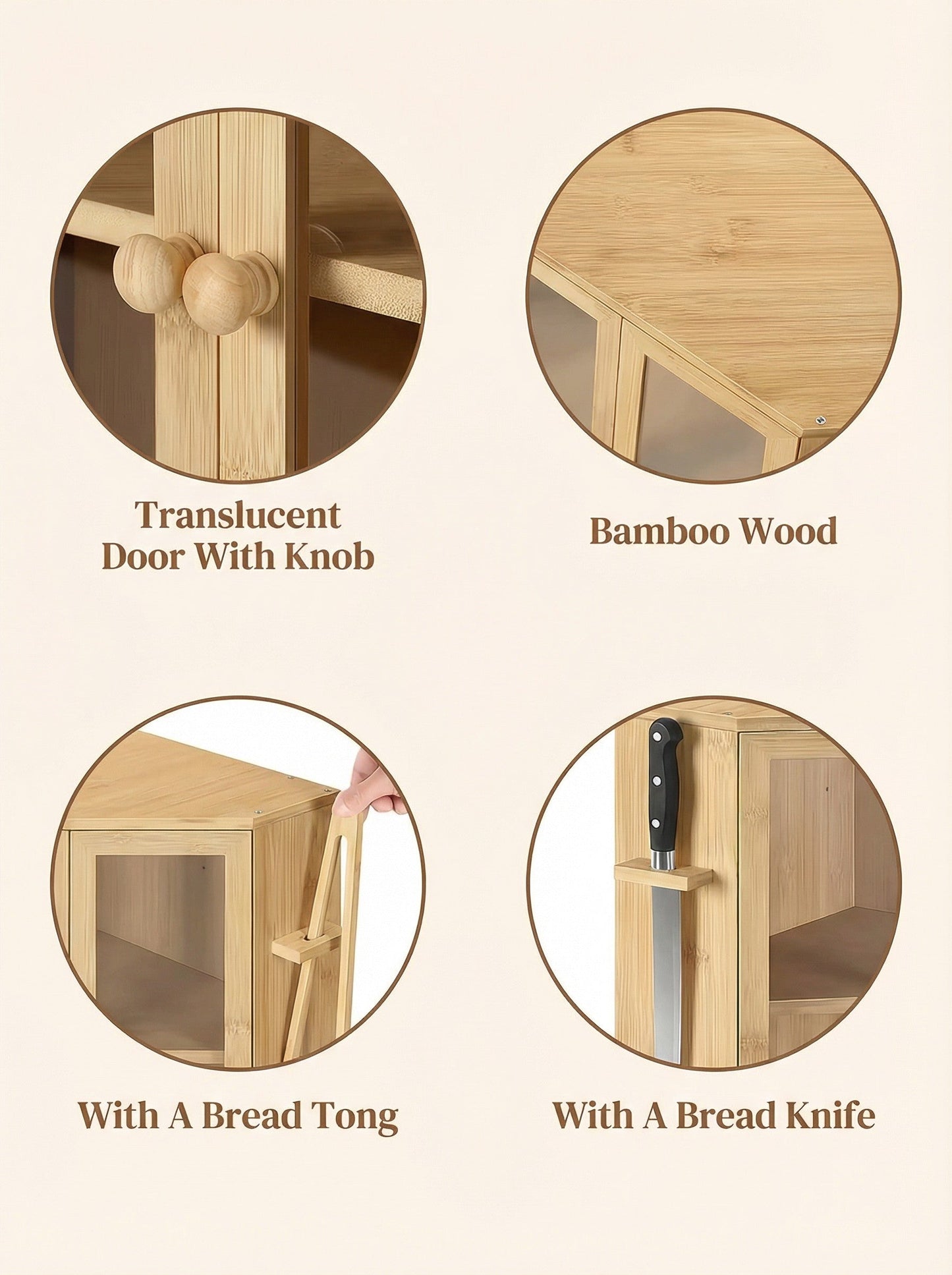 Bamboo Bread Box with Clear Doors – 2-Tier Kitchen counter organizer