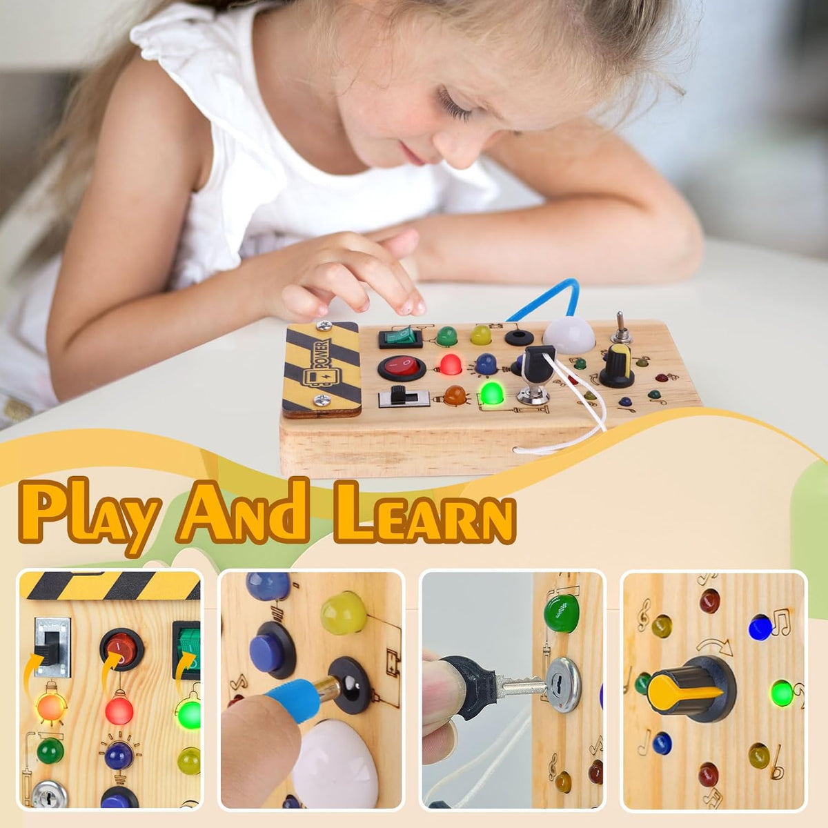 Little Explorer LED Busy Board Montessori Sensory Toy for Curious Todd Pre Schoolers