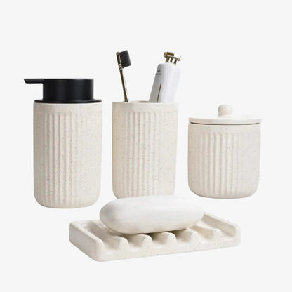 BosilunLife Pockmark 4-Piece Liquid Bathroom Set Recycled Ceramic Eco-Clay