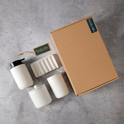BosilunLife Pockmark 4-Piece Liquid Bathroom Set Recycled Ceramic Eco-Clay