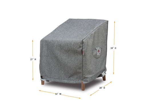 Premium Heavy-Duty Medium Club Chair Cover - 3-Layer Water & UV-Resistant, Platinum Series, 32"W x 28"D x 21''/34"H for Outdoor Patio Furniture