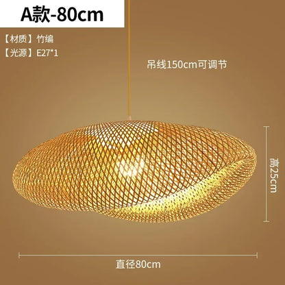 Big Size Hand Knitted Braided Rattan Wicker Hanging Lamp