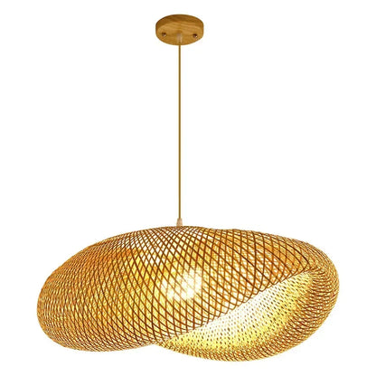 Big Size Hand Knitted Braided Rattan Wicker Hanging Lamp