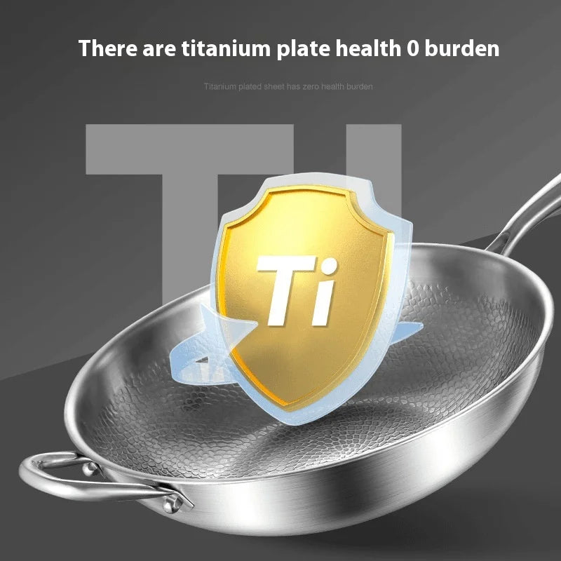 Kengqiang Pure Titanium Frying Pan Uncoated Non Stick Pan Titanium Alloy Wok