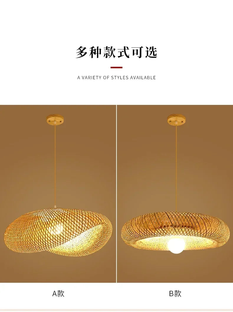 Big Size Hand Knitted Braided Rattan Wicker Hanging Lamp