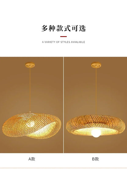 Big Size Hand Knitted Braided Rattan Wicker Hanging Lamp