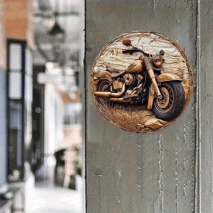 Round Faux Wooden Carved Painted Circular Wreath Sign