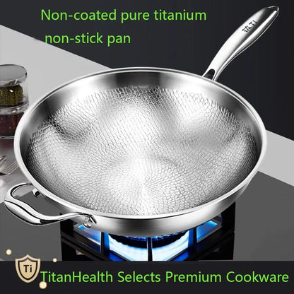 Kengqiang Pure Titanium Frying Pan Uncoated Non Stick Pan Titanium Alloy Wok