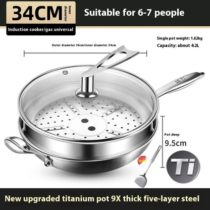 Kengqiang Pure Titanium Frying Pan Uncoated Non Stick Pan Titanium Alloy Wok