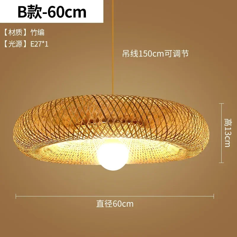 Big Size Hand Knitted Braided Rattan Wicker Hanging Lamp