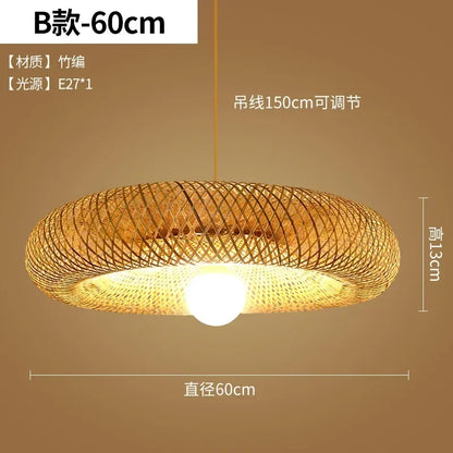 Big Size Hand Knitted Braided Rattan Wicker Hanging Lamp