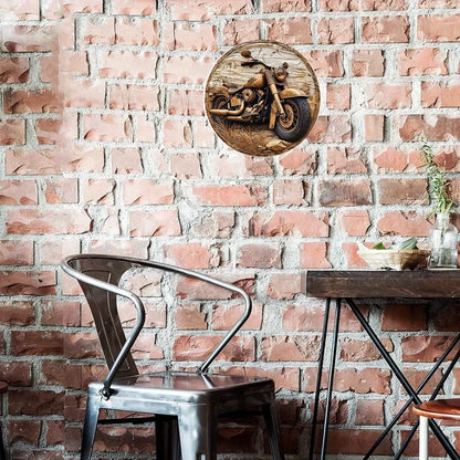 Round Faux Wooden Carved Painted Circular Wreath Sign