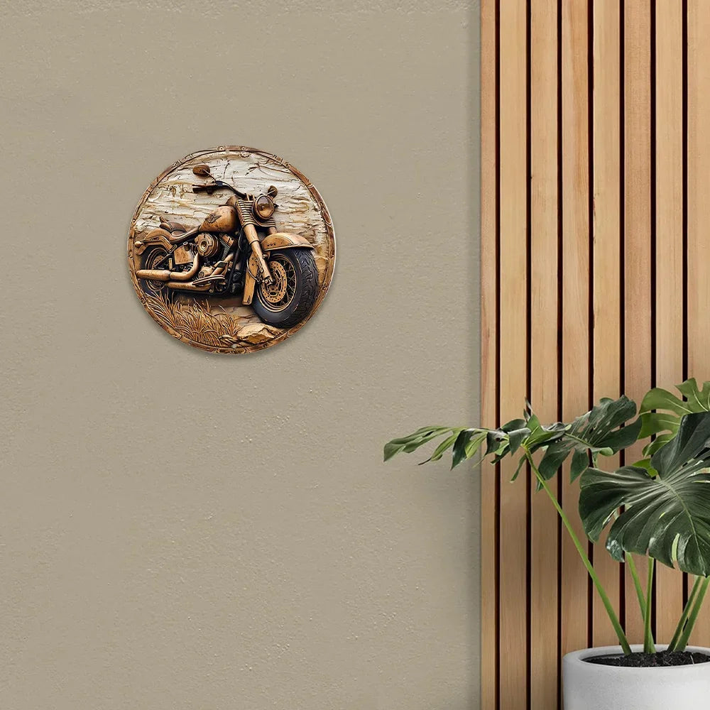 Round Faux Wooden Carved Painted Circular Wreath Sign