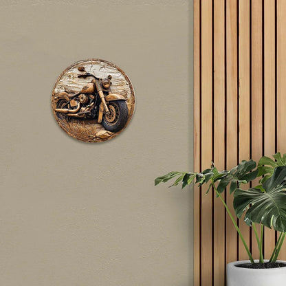 Round Faux Wooden Carved Painted Circular Wreath Sign