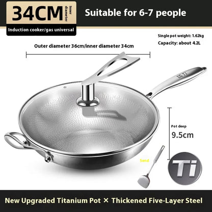 Kengqiang Pure Titanium Frying Pan Uncoated Non Stick Pan Titanium Alloy Wok