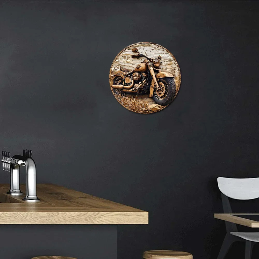 Round Faux Wooden Carved Painted Circular Wreath Sign