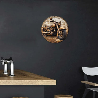 Round Faux Wooden Carved Painted Circular Wreath Sign