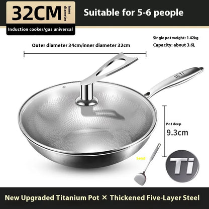 Kengqiang Pure Titanium Frying Pan Uncoated Non Stick Pan Titanium Alloy Wok