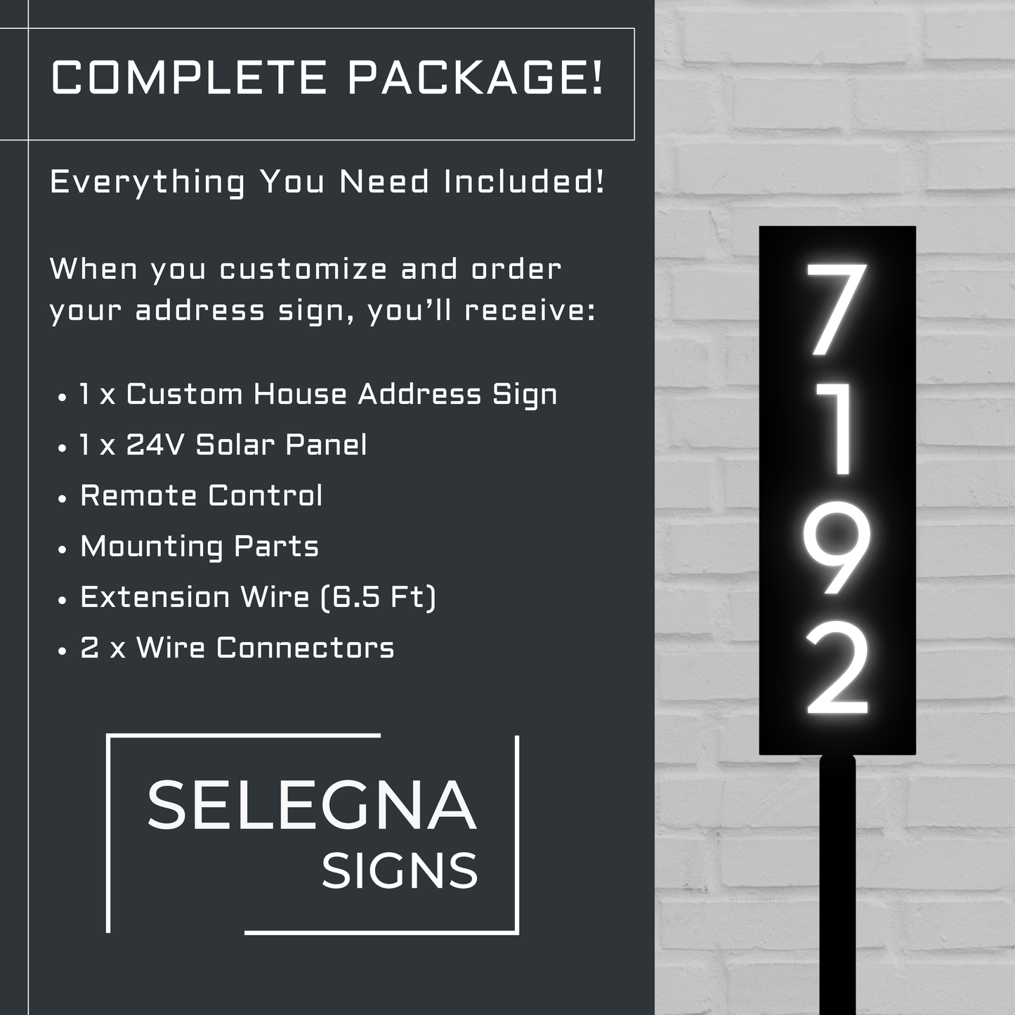 Solar Powered Staked House Number Sign – Illuminated Outdoor Address Sign