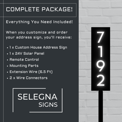 Solar Powered Staked House Number Sign – Illuminated Outdoor Address Sign