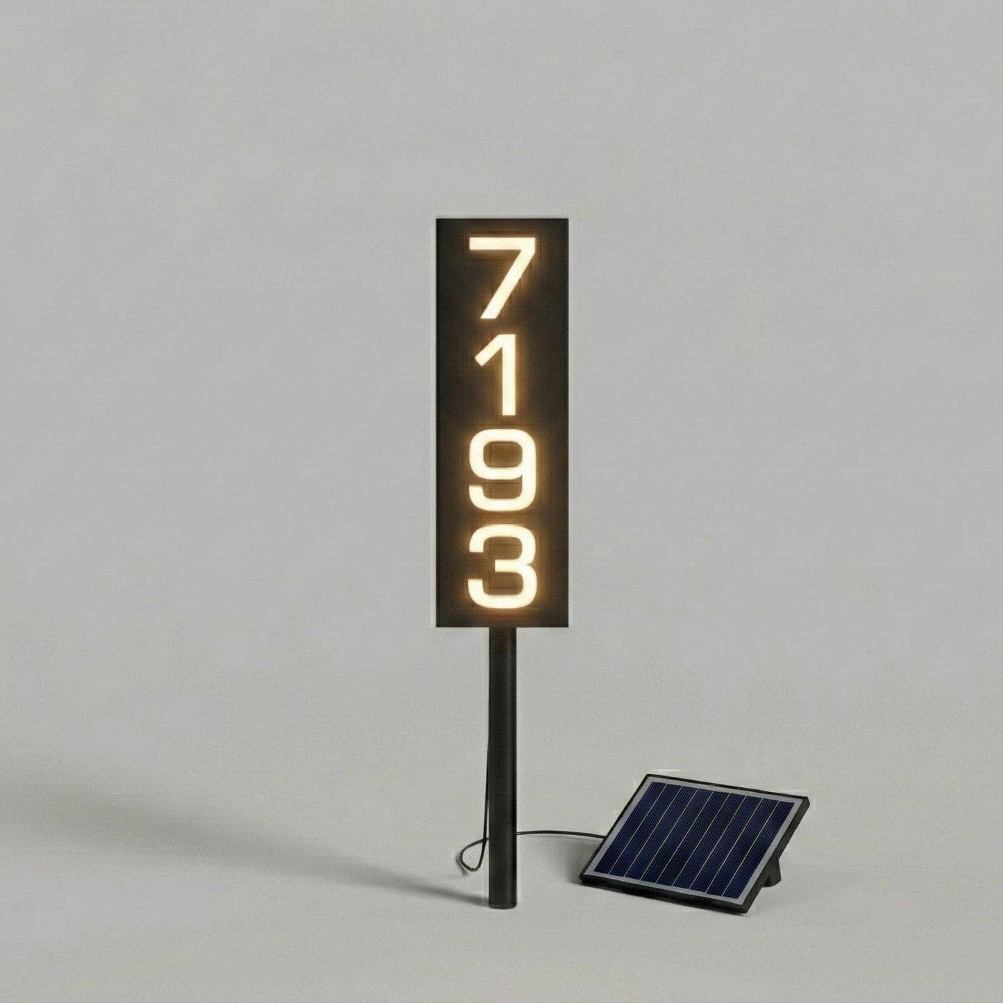 Solar Powered Staked House Number Sign – Illuminated Outdoor Address Sign
