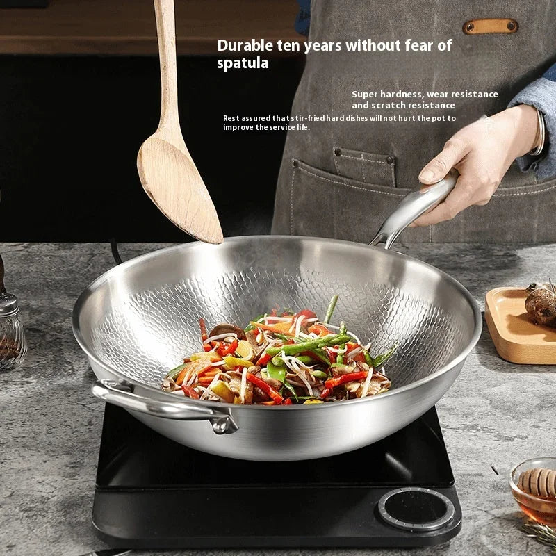 Kengqiang Pure Titanium Frying Pan Uncoated Non Stick Pan Titanium Alloy Wok