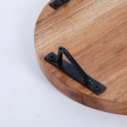 Wood Riser Set of 2 Round Trivet Display Stand 6" 8" Decor