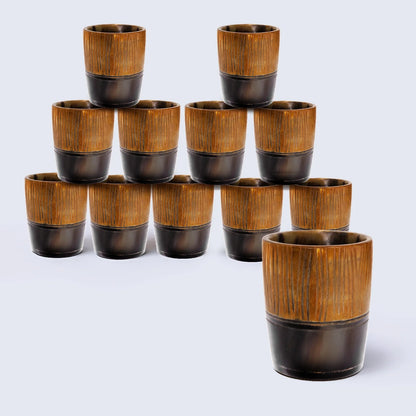 Whiskey Shot Cups Set Strips Pattern Real Ox Horn 6.5 oz, Pack 4, 8 & 12