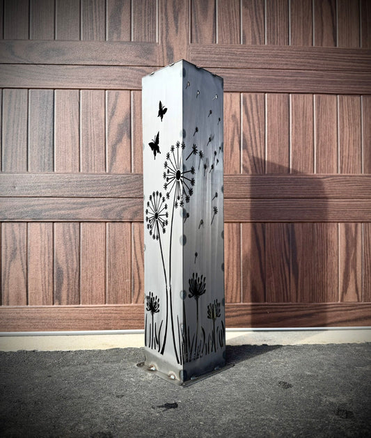 Blowing Dandelions Steel Luminary Pillar | Solar Light