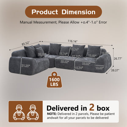 Oversized Cloud Velvet Curved Sectional Couch
