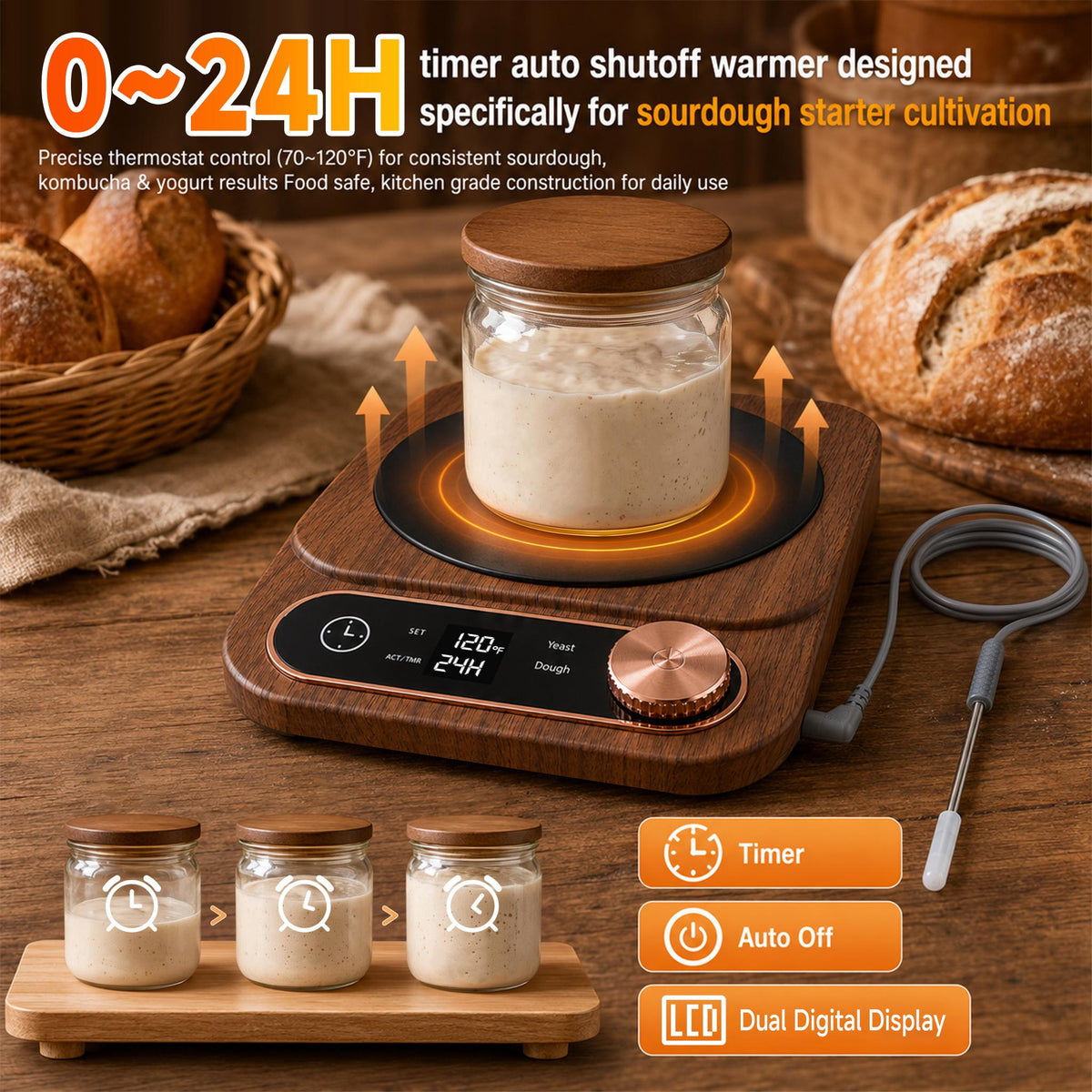 2-in-1 Sourdough Warmer with Temperature Probe