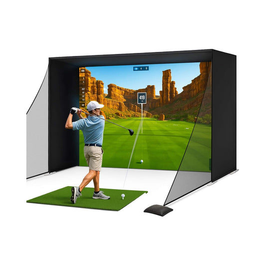 Large Premium Indoor Golf Simulator Enclosure Net With Frame And HD Screen Kit